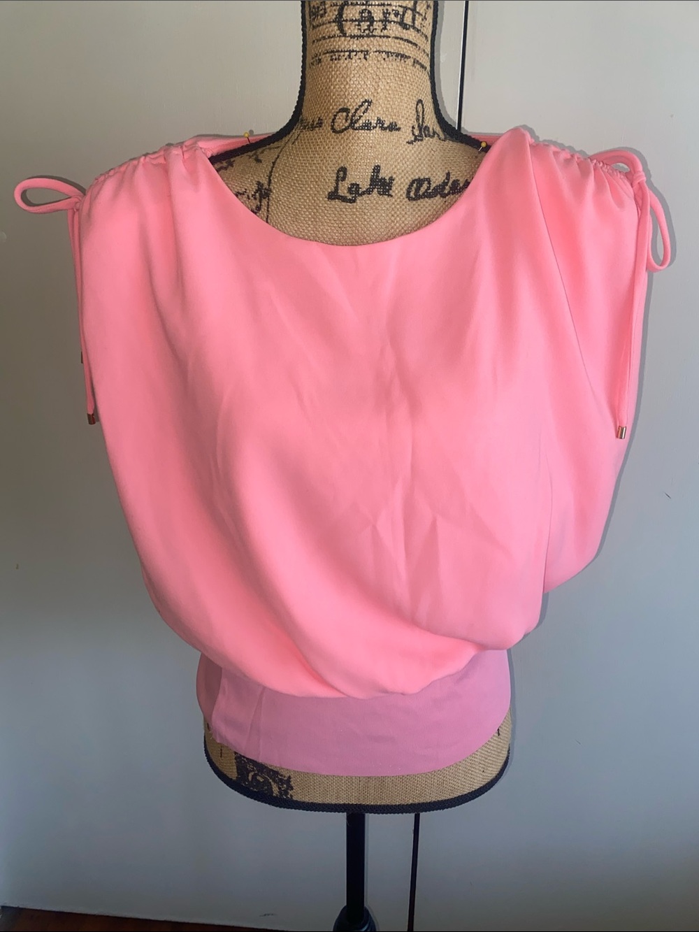 Trina Turk Soft Pink Blouson Tie-Shoulder Top